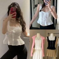 W3659 เสื้อแขนกุด แต่งลูกไม้  ทรงน่ารัก แฟชั่นเกาหลี TAG WG.WE สินค้าที่ขายดีที่สุดของเดือนนี้