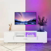 TV Console Table for Living Room LED TV Stand With Drawers and Storage Cabinet Furniture Bedroom White Supports Home