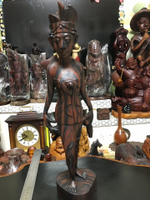 日本回流木雕擺飾，東南亞黑柿木木雕，巴厘島美女，純手工一木雕