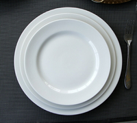歐式陶瓷餐具簡約西式圓形盤子西餐盤牛排盤細紋酒店盤子