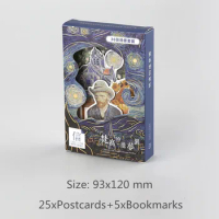 30 Pcs/Set Van Gogh's Dream Garden Postcard Bronzing Series Greeting Cards Bookmarks Journal Decoration