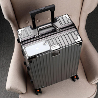 旅行箱登機箱拉桿箱多功能登機箱品牌新款拉桿箱結實耐用男女學生密碼旅行箱鋁框箱輕奢