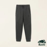 【Roots】Roots大童-城市悠遊系列 剪接設計修身休閒棉褲(黑色)