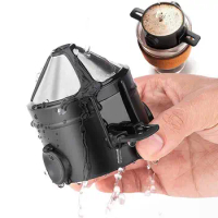 Portable Foldable Coffee Filter Stainless Steel Easy Clean Reusable Tea Holder Funnel Baskets Paperless Pour Over Holder Dripper