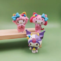 3Pcs/Set Kawaii Cartoon Melody Kuromi COS Animal Series Action Figure Dolls Toys Collection Model Decoration Model Gift
