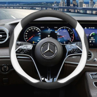 Car Steering Wheel Cover for Mercedes Benz C E Class C200 C260 C300 E200 E300 GLC GLA GLB220 Car Accessories Genuine Leather
