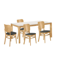 【文創集】比克坡6尺岩板實木餐桌布餐椅組合(一桌四椅組合)