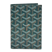 GOYARD 經典防水帆布LOGO小牛皮護照夾(綠色)