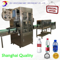automatic bottle sleeve labeling machine line,plastic metal bottle film shrink labeling line with steam tunnel oven CE