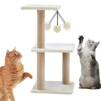 Cat Scratcher Tower Cat Tree Tower Scratch Toy With Interactive Dangling Ball 27.5inch Cat Tree Tower With Scratching Posts For