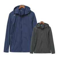 【Billgo】*現貨*SGS認證 機能速乾彈力防曬暗紋連帽外套 男款 5色 XL-8XL(涼感防曬外套、防潑水、加大碼)