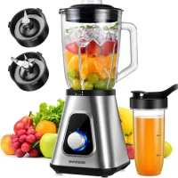 SHARDOR 1200W Blender for Shakes and Smoothies, Countertop Blender and Personal Blender Combo, 52oz Glass Jar, 22oz Travel Cup ,