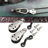 Marine Kayak Anchor Trolley 2 Pulley Blocks with Screws Hardware Accessories Deck Rigging Set Supplies for Replacement Canoe