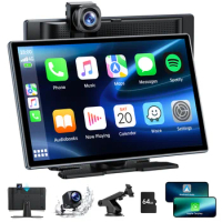 TOGUARD 4K Dashcam 9" Wireless Apple Carplay &amp; Android Auto Car Radio with 1080P Rear Cam Car DVR GPS Navigation Siri /Google BT