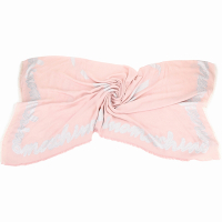 MOSCHINO 刺繡圖騰銀蔥字母嫘縈混紡粉色方型披肩 圍巾(140x140)