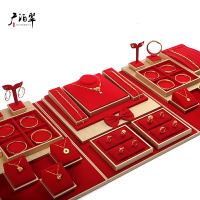 珠寶展示道具手鐲戒指項鏈托黃金首飾展示架紅色柜臺陳列擺件定制