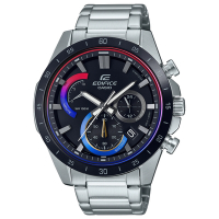 CASIO EDIFICE 三針三眼迷人漸層紳士腕錶-銀X漸層(EFR-573HG-1A)/47.1mm