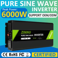 Pure Sine Wave Inverter 6000W High Frequency Power DC 12V 24V 48V TO AC 100V 110V 120V 220V 230V 240V Car Voltage Converter