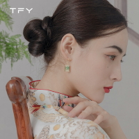 TFY個性麻將發財耳環女年新款耳墜耳釘中國風耳飾設計感小眾