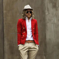 Men's Blazers Coat New Hair Stylist Fashion Double Breasted British Slim Short Casual Suit Jacket Singer Stage Costumes