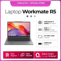 ADVAN Laptop WorkMate | AMD Ryzen 5 3500U | 14 Inch FHD+ 16:10 IPS | 8GB/256GB Upgradable | WIFI 5 |