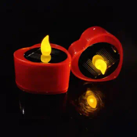 Solar Candles Outdoor Waterproof LED Flameless Heart Shape Candles Lights Garden Lantern Candles Romantic Decorative Lights