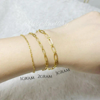 GELANG WANITA EMAS MUDA + GELANG PAPERCLIP EMAS