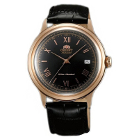 ORIENT東方錶  DATE II 羅馬時標圓滿時刻手動上鍊機械腕錶-黑面玫金框x40.5mm