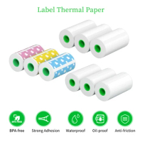 PeriPage 3 Rolls Label Thermal Paper Sticker Self-Adhesive Printable Paper Roll Label Paper Clear Printing for PeriPage Printer