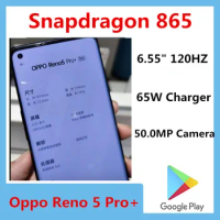 Original Oppo Reno 5 Pro+ Plus 5G Smart Phone NFC 50.0MP Snapdragon 870 65W Charger 6.55" 90HZ Android 10.0 Screen Fingerprint