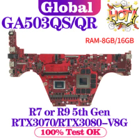 KEFU Mainboard For ASUS ‎ROG GA503QS GA503Q GA503QR GA503QM Laptop Motherboard R7 R9 RTX3080/RTX3070-V8G RTX3060/V6G 16GB/8G-RAM