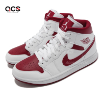 Nike 休閒鞋 Air Jordan 1 Mid 男女鞋 經典款 喬丹一代 皮革 球鞋 情侶穿搭 白 紅 BQ6472161