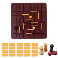 Wooden Chess Set Wooden Interception Checkers Board Game Wooden Checkers Pieces Wood Chess Set Travel Portable Chess Game Sets