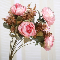 TQJ歐式仿真花客廳臥室餐廳擺設裝飾花假花絹花7頭牡丹芍藥