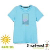【SmartWool 美國 女 Merino Sport 150塗鴉短袖T恤《海岸日出/海洋藍》】SW016600/短T