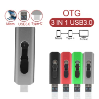 OTG 3 In 1 USB Flash Drives USB3.0 &amp; Type-C &amp; Micro USB 512GB 256GB 128GB 64GB 32GB 16GB Pendrives Pen Drive Cle USB Stick