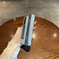 現貨！三星手機殼 三星保護套 手機殼 特價出 免運 開發票【hua3/8】適用三星w23手機殼三星fold4折疊屏保護套全包鉸鏈皮紋支架外殼潮