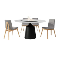 【文創集】瑪夫4.3尺岩板實木轉盤式圓餐桌椅組合(一桌四椅組合)