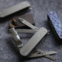 Hand Made Titanium Alloy DIY Handle Scales for 65 mm Swiss Army Nail Clip 580 Knife(Scales Only, Knife Not Included)