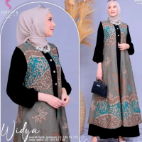 Gamis Rompi Batik 2 in 1 Terlaris Dress Pesta Batik Kombinasi Gamis Batik Kondangan
