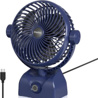 Desk Fan, USB Rechargeable Table Fan, 10000mAh Portable Powerful Cooling Fan Stepless Speed Rotatable Head Silent Fan
