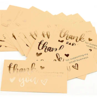 50pcs Rose gold Thank You for Supporting My Small Business Card Thanks Greeting Card 5*9cm Appreciation Cardstock Sellers Shop