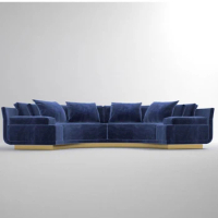 High-end custom Italian light luxury solid wood fabric living room leisure curved large corner sofa