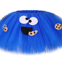Children's Cartoon Cookie Monster Cosplay Gauze Dress Tutu Dress Cute Puffy Dress