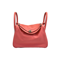 展示品 9成新 HERMES LINDY 30小牛皮肩背包(唇膏粉)