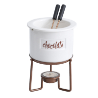 Fondue Pot Set Mini DIY Heating Ceramic Chocolate Melting Pot 350ml Chocolate Fountain Maker For Party Kitchen Birthday Ceremony