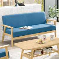 【BODEN】卡芬藍色布面實木沙發三人座/沙發椅
