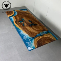 Customized South American walnut Factory Wholesale Epoxy Resin Conference Table Top with wood slabs 10 * 3 feet long big