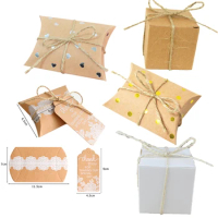 10/20/30Pcs Colorful Pillow Candy square Box Kraft Paper Gift Packaging Boxes Bags Wedding Favors Birthday Party Decorations