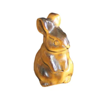 Hand carved gemstone crystal gold tiger eye rabbit bunny figurine animal carving statue home decor 1.5''